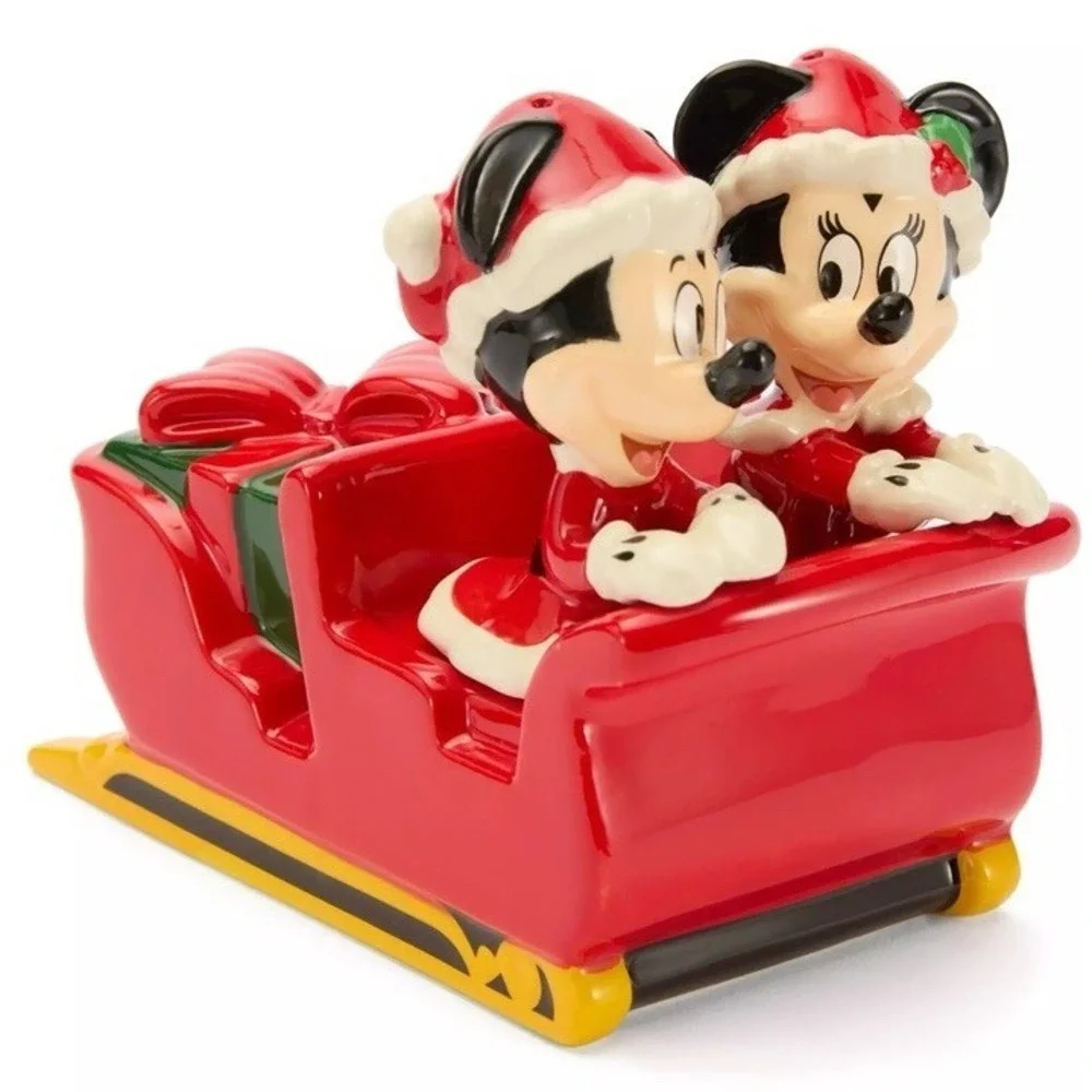 Disney Parks 2025 Christmas‎ Mickey & Minie Salt And Pepper With Sleigh Holder